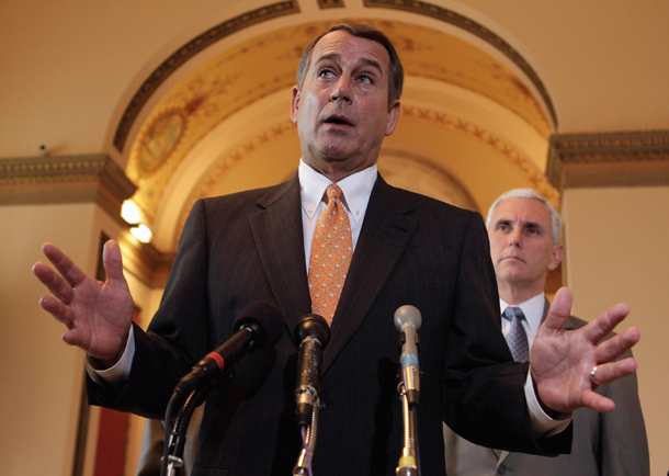Rep. John Boehner (R-OH) released a document to the GOP on Wednesday with a tag line that reads “Despite Democrat<em>s’</em> Claims, the ‘Capps Compromise’ was Just for Political Cover.” (AP/Evan Vucci)