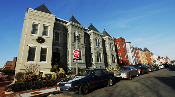 Newly-built and rebuilt houses line U Street in northwest Washington, DC. (AP/Manuel Balce Ceneta)