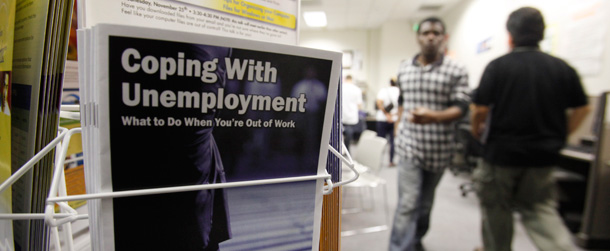 People arrive to seek employment opportunities at a JobTrain office in Menlo Park, California on July 20, 2010. (AP/Paul Sakuma)