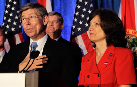 Florida Attorney General Bill McCollum concedes his bid for governor ro Rick Scott. McCollum was the favorite to win the primary until he reversed his immigration stance and lost the support of influential Hispanic leaders. (AP/John Raoux)