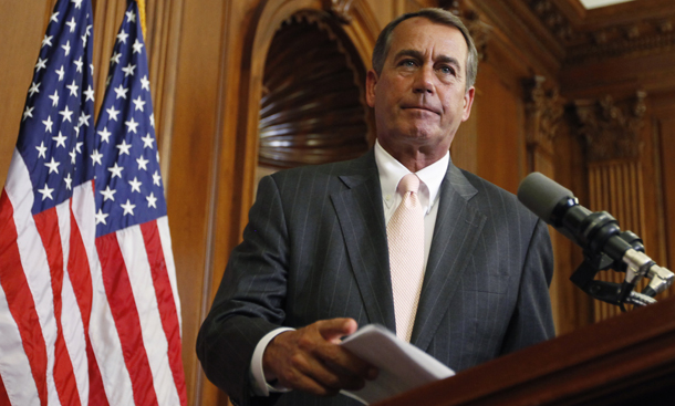 House Minority Leader John Boehner (R-OH) is shown at a ceremony on Capitol Hill. On "Face the Nation" this past Sunday, Boehner said that if he had no other choice he would support retaining the tax cuts for the middle class even if the rich were not included. (AP/Carolyn Kaster)