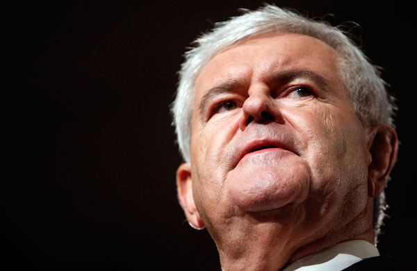 Presidential candidate Newt Gingrich gives a speech in October 2010. (AP/Isaac Brekken)