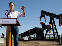 (Romney speaks at an oil and gas rig in Colorado)