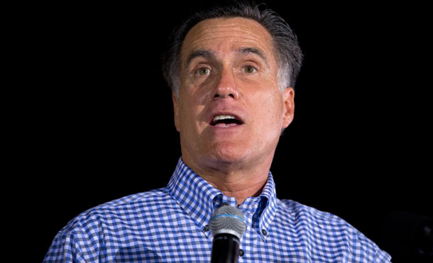 Republican presidential candidate, former Massachusetts Gov. Mitt Romney speaks during a campaign rally on Friday, October 19, 2012 in Daytona Beach, Florida. (AP/ Evan Vucci)
