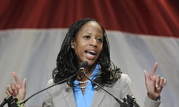 Then-Saratoga Springs Mayor Mia Love addresses the Utah Republican Party's annual organizing convention, in Sandy, Utah, May 18, 2013. (AP/Rick Bowmer)