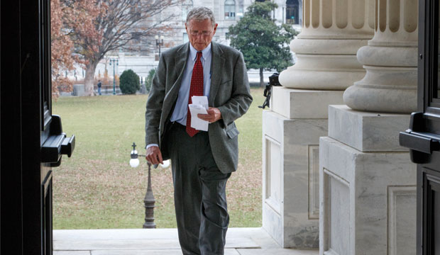 Sen. James Inhofe (R-OK), the chairman of the Senate Environmental Committee, arrives for work at the Capitol in Washington, December 4, 2014. (AP/J. Scott Applewhite)