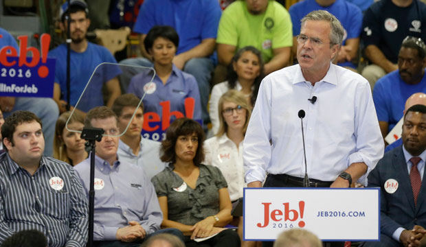 Gov. Jeb Bush details his tax reform plan in a speech at Morris & Associates in Garner, North Carolina, on September 9, 2015. (AP/Gerry Broome)