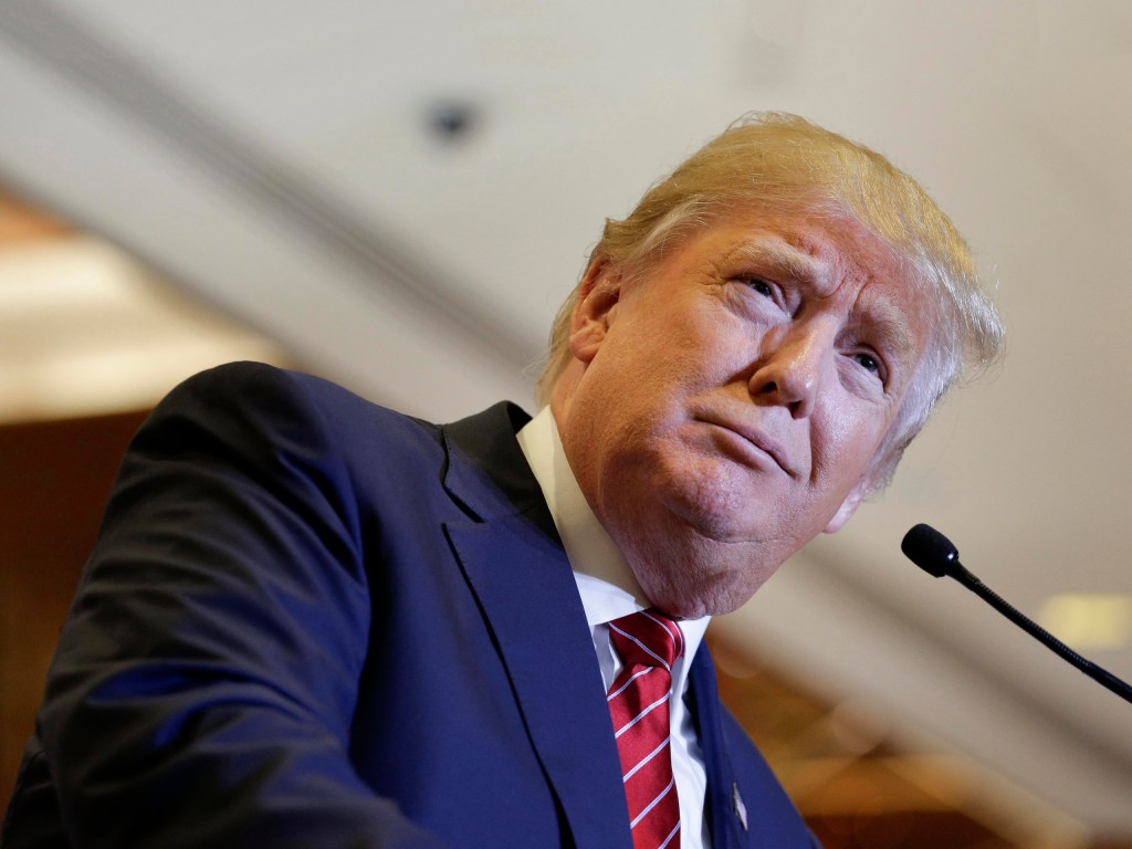 Republican presidential candidate Donald Trump pauses during a news conference in New York on September 28, 2015. (AP/Julie Jacobson)