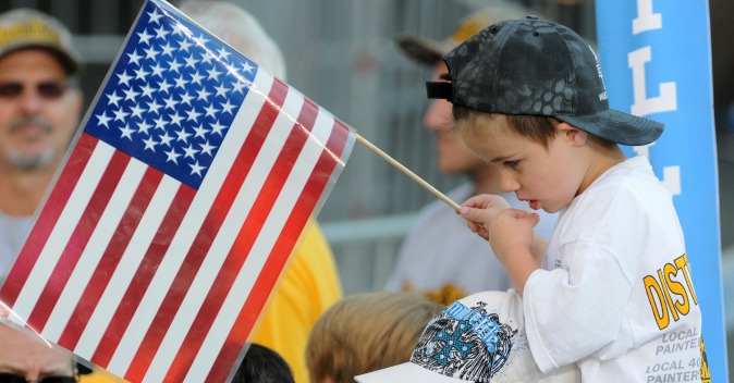 Union members and their families listen to Vice President Joe Biden and Democratic vice presidential candidate, Sen. Tim Kaine, D-Va., speak before the annual Labor Day Parade, Monday, Sept. 5, 2016,  in Pittsburgh, Pa. /// 

John Heller johnhellerphoto@msn.com