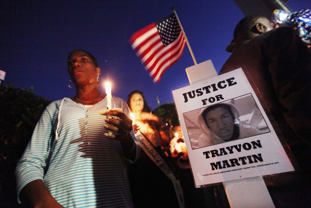 Supporters gather during a candlelight vigil at a memorial for Trayvon Martin in Sanford, Florida, March 2012. (Getty/Mario Tama)