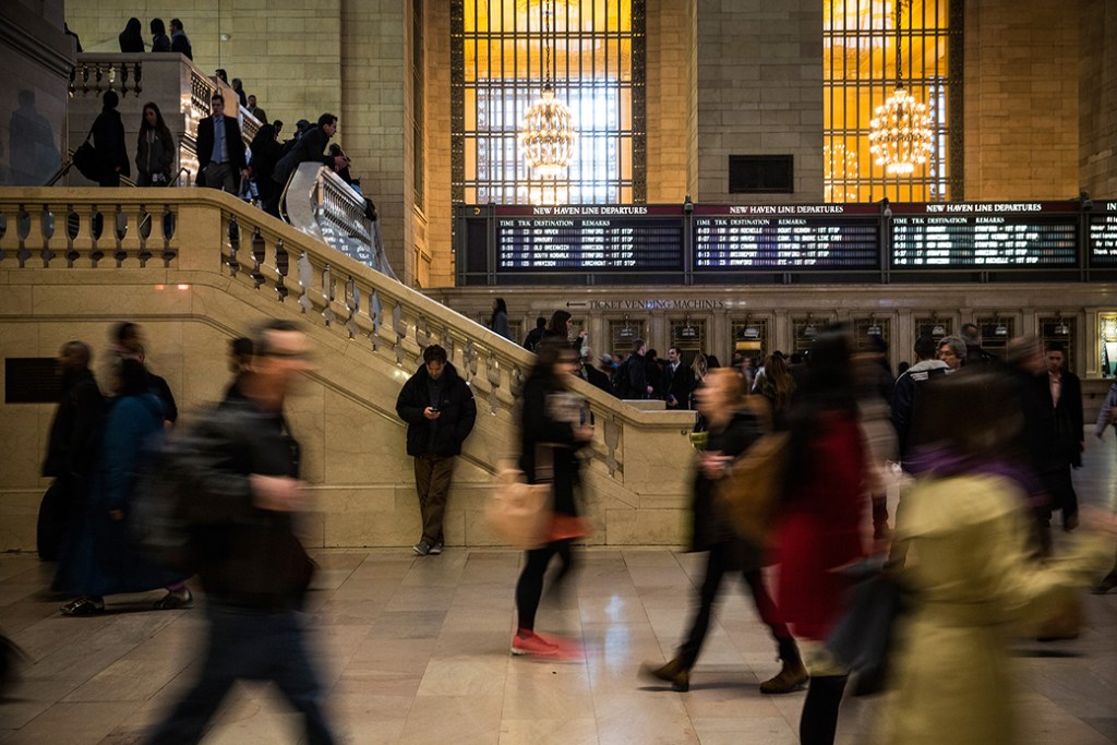 Commuters walk through Grand Central Terminal during the evening rush hour in New York City, March 2014. (Getty/Andrew Burton)