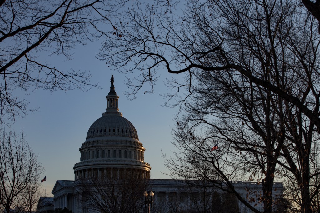 The sun sets over the U.S. Capitol on January 29, 2020 in Washington, D.C. (Getty/Samuel Corum)