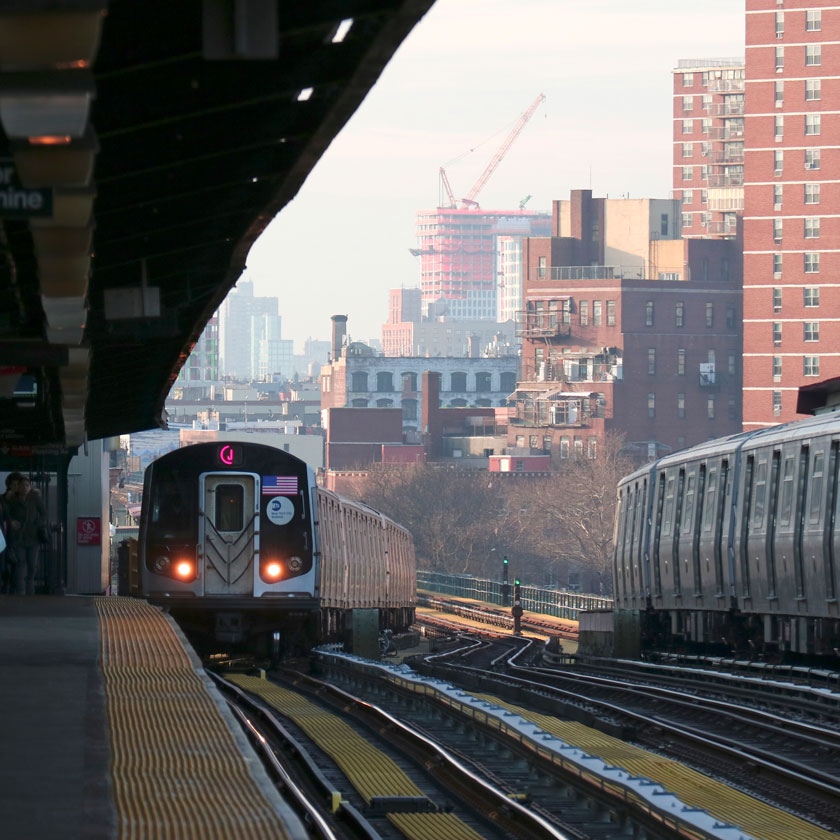 A subway train pulls into the Flushing Avenue station in Brooklyn.