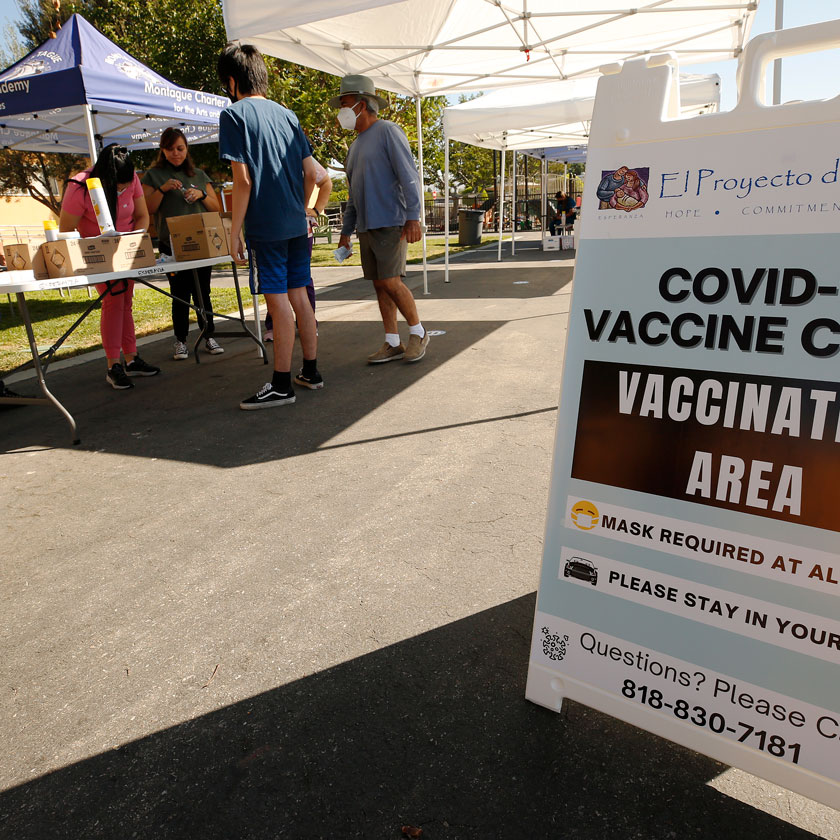 A pop-up COVID-19 vaccination clinic is seen in California. (Getty/Al Seib/Los Angeles Times) 