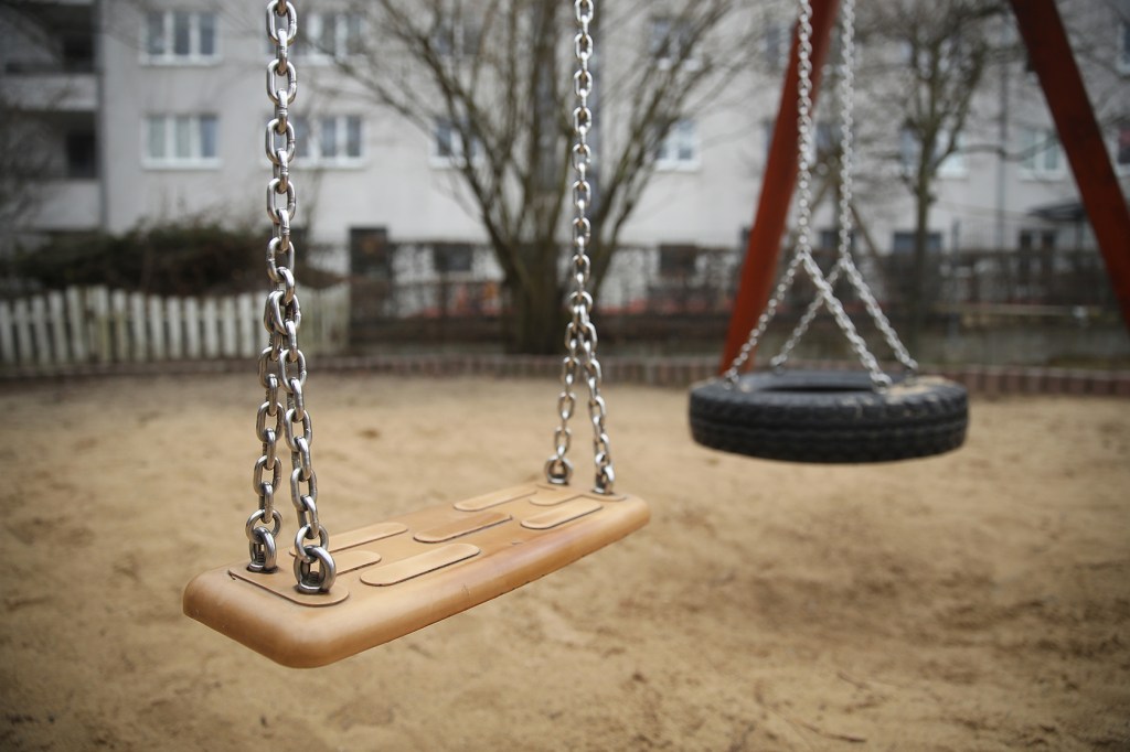 Two empty swings
