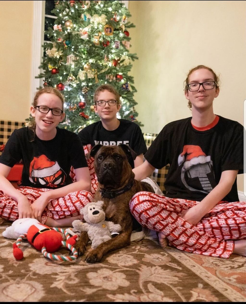 Shannon Bjorneby’s sons, Grey, John, and James, are pictured on Christmas 2021.