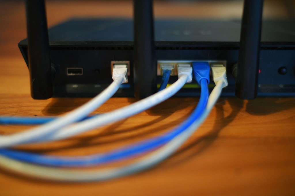 Ethernet cables plugged into router