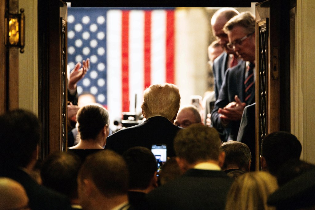 U.S. President Donald Trump arrives to address a joint session of Congress.